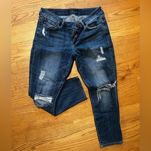 Lucky Brand Dark Indigo Distressed Ankle Jeans